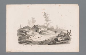 Kuperat landskap med landsväg och hus Principer för landskap (serietitel) Principles de paysages (serietitel) av Paulus Lauters