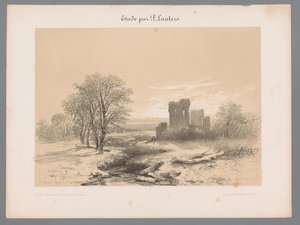 Landskap med ruin Studier av Paulus Lauters (serietitel) Etude av P. Lauters (serietitel på objekt)