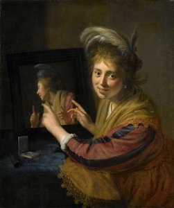 Flicka vid spegeln av Paulus Moreelse