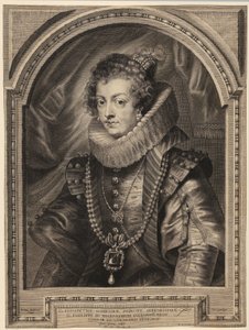 Porträtt av drottning Elisabet av Bourbon [Isabel de Borbón y Médicis] av Paulus Pontius