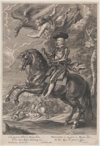 Porträtt av kardinal-Infante Ferdinand av Österrike, till häst, ca. 1640-53., ca. 1640-53. av Paulus Pontius