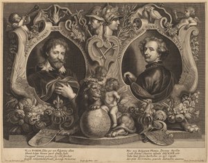 Rubens och van Dyck, ett dubbelporträtt av Paulus Pontius, after Sir Anthony van Dyck and Erasmus Quellinus II
