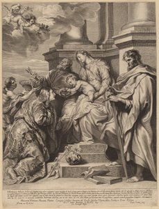 Saint Rosalia krönt av Jesusbarnet av Paulus Pontius, after Sir Anthony van Dyck