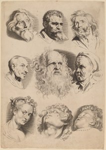Nio huvuden av Paulus Pontius after Sir Peter Paul Rubens