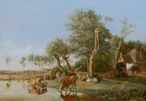 Kor speglade i vattnet av Paulus Potter