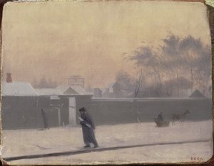 Vintrig gata på Vasilievsky Island, St. Petersburg, ca 1851