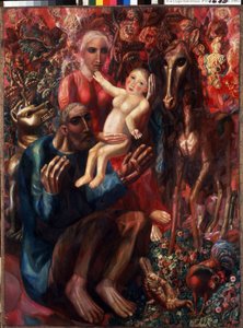 ""Den heliga familjen"" Målning av Pavel Nikolayevich Filonov (1883-1941) 1914 State Russian Museum, Sankt Petersburg, Ryssland