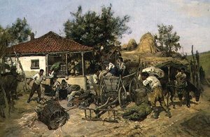 Bönder som lastar en vagn av Pawel Kowalewsky