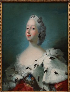 "" Porträtt av Louise från Storbritannien, drottning av Danmark (1724-1751) "" Målning av Peder ALS (1726-1776) runt 1750 David Collection