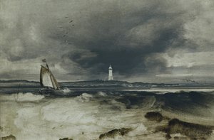 Fyr (olja på panel) av Peder Balke