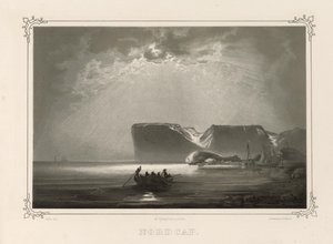 Nordcap. Illustration hämtad från boken Norge producerad i Drawings av Asbjørnsen, P.Chr. och utgiven av Chr. Tønsberg (nr, 1848) av Peder Balke