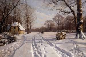 En slädtur genom ett vinterlandskap av Peder Monsted