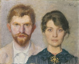 Dubbelporträtt av Marie och P.S. Krøyer. Paret har porträtterat varandra av Peder Severin Krøyer
