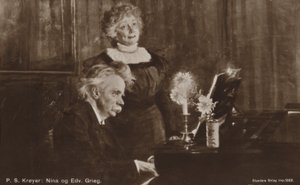 Edvard och Nina Grieg vid pianot av Peder Severin Krøyer