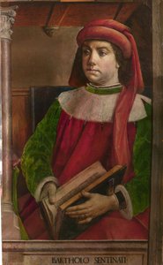 Bartole en latin Bartolus de Saxoferrato (1313-1356) - Bartolus de Saxoferrato par Berruguete, Pedro (1450-1503). Olja på trä, storlek: 95x57, ca. 1473-1475, National Gallery of the Marche, Urbino av Pedro Berruguete