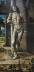 S:t Sebastian, ca 1476-82 (olja på pannå) av Pedro Berruguete