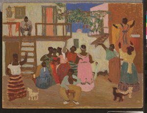 Förbereda Candombe (dekoration), c. 1935 (olja ombord) av Pedro Figari