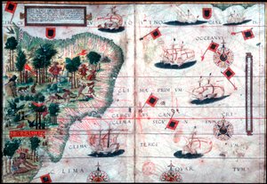 Karta över Brasilien av de portugisiska navigatörerna Pedro Reinel och Lopo Homen, c1525. av Pedro Reinel