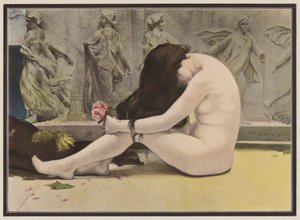 Poetens grav (färg litho) av Pedro Saenz