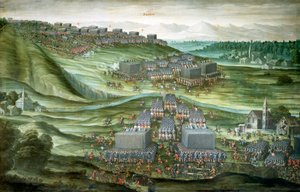 Utplacering av trupper i Vita berget i första fasen av slaget vid Vita berget den 7–8 november 1620, målning av Pieter Snayers (1592–1667) bevarad i Santa Maria della Vittoria-kyrkan, Rom