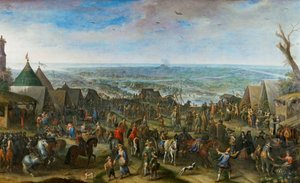 Soldater i ett läger (koppar)