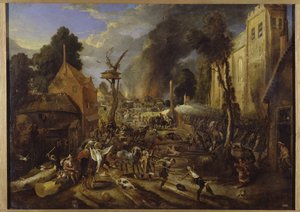 Spansk erövring av en flamländsk by av Peeter Snayers