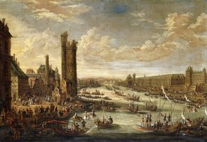 En utsikt över Paris med utsikt mot Louvren och Tour de Nesle, 1671-77 av Peeter or Pieter Bout