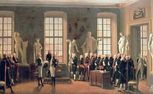Gustav IV Adolfs besök på Konsthögskolan 1797 av Pehr Hilleström