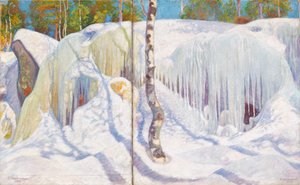 Klippa täckt av is och snö av Pekka Halonen