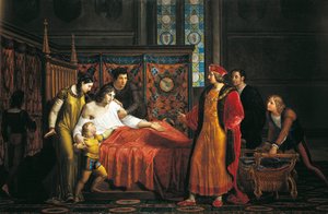 Charles VIII besöker döende Gian Galeazzo Sforza i slottet Pavia