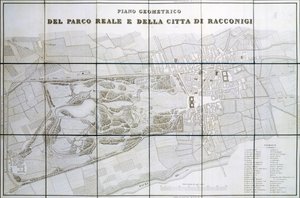Plan av Park Royal och staden Racconigi av Pelagio Palagi