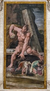 Kompanjoner till Ulysses som flyr från Polyphemus, detalj från Polyphemus rum