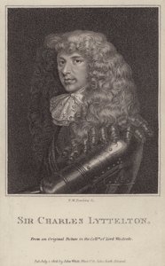 Sir Charles Lyttelton, engelsk politiker och kolonialguvernör i Jamaica (gravyr)
