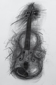 Violin, 2005 (kol på papper)
