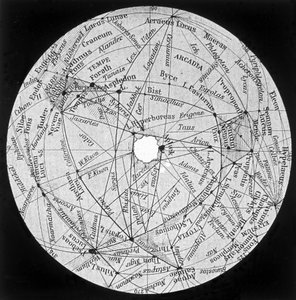 Mars: kanaler och oas enligt kartan över P. Lowell - i "" The Sky"", av Alphonse Berget, Larousse av Percival (after) Lowell