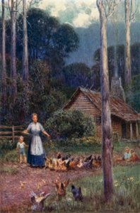 En koja i busken (färg litho)