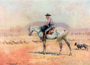 En fårförare (färg litho)