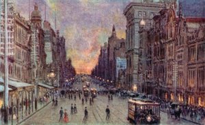 Collins Street, Melbourne (färg litho)