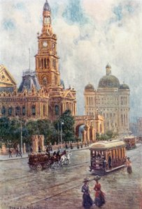 Rådhuset, Sydney (färg litho)