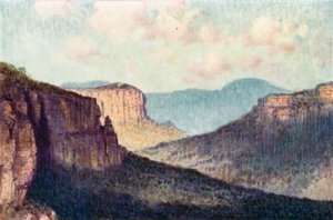 Barriären för Blue Mountains (färg litho)