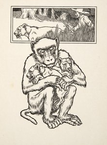 Att be om hjälp, från Hundra anekdoter av djur, pub. 1924 (gravyr) av Percy J. Billingshurst