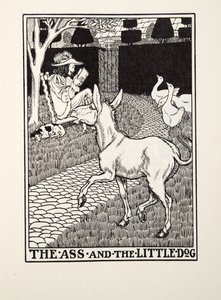 Röven och den lilla hunden, från Fontaine Fables, pub. 1905