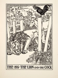 The Ass, the Lion and the Cock, från A Hundred Fables of Aesop, pub.1903