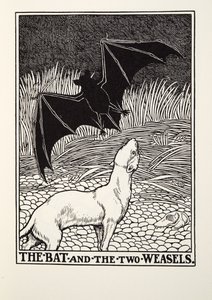 Fladdermusen och de två vesslorna, från Fontaine Fables, pub. 1905