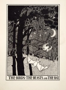 The Birds, the Beasts and the Bat, från A Hundred Fables of Aesop, pub.1903 (gravyr) av Percy J. Billingshurst