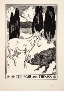 The Boar and the Ass, från A Hundred Fables of Aesop, pub.1903