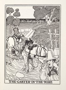 The Carter in the Mire, från Fontaine Fables, pub. 1905 (gravyr) av Percy J. Billingshurst