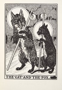 Katten och räven, från Fontaine Fables, pub. 1905