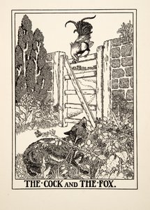 The Cock and the Fox, från A Hundred Fables of Aesop, pub.1903
