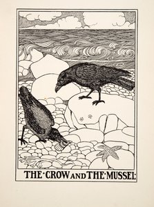 Kråkan och musslan, från Aesops hundra fabler, pub.1903 av Percy J. Billingshurst